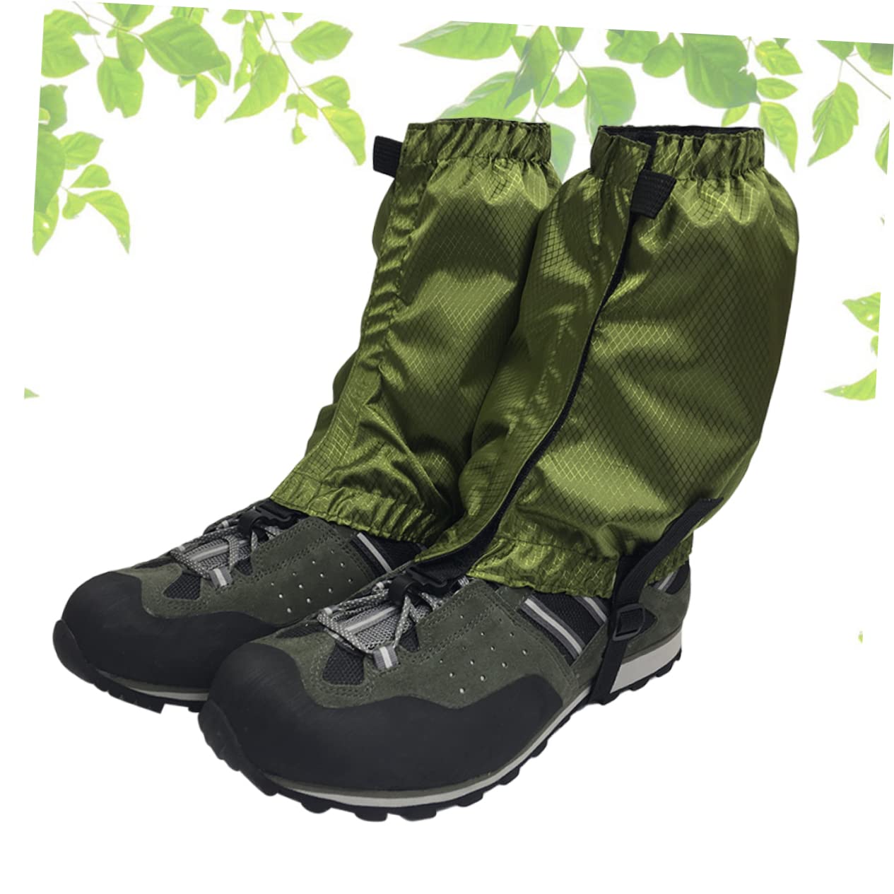 KOMBIUDA 3paia Ghette Ankle Impermeabili Regolabili per Escursionismo e attività Outdoor Ghette Leggere Traspirante per Neve e Pioggia Verde Scuro