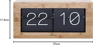 Karlsson KA5642WD Table Wall Clock XL Flip Clock Wood 17.5 x 37 x 9 cm Bamboo Wood