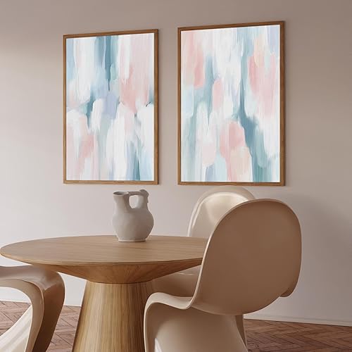 Miniatura 8 de Pósteres de color rosa para habitación, póster azul estético para sala de estar, imagen artística moderna y colorida, arte de pared rosa claro, arte