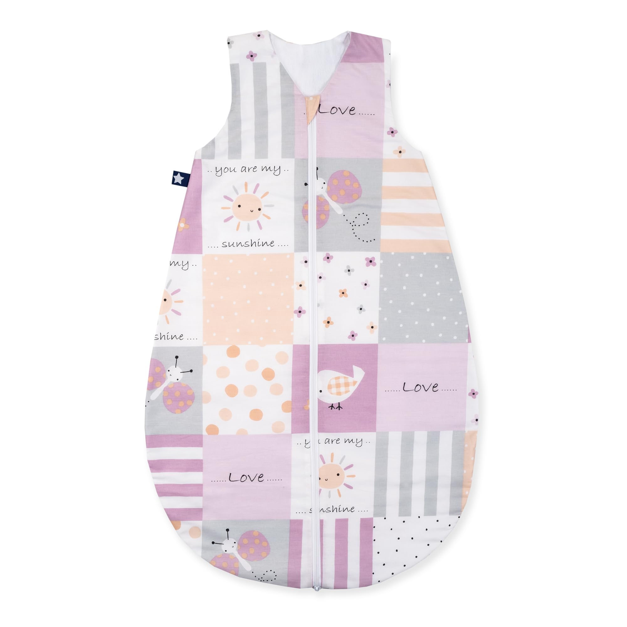 Julius Zöllner Sommerschlafsack, 0,5 TOG, waschbar bei 60°C, Made in Germany, Oeko TEX Standard 100, Patch Rose, Gr. 70