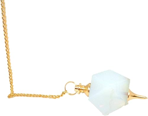 Miniatura 7 de Jet Energized Opalite Hexágono chapado en oro Folleto libre de péndulo Terapia de cristal Alegría Compasión Presión arterial Vastu Motivación La