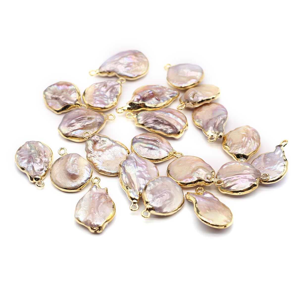 LE SKY 10 Pcs Natural Pearl Pendants Multiple Shapes Cultured Freshwater Pearl Charms for Jewelry Making Women Gift