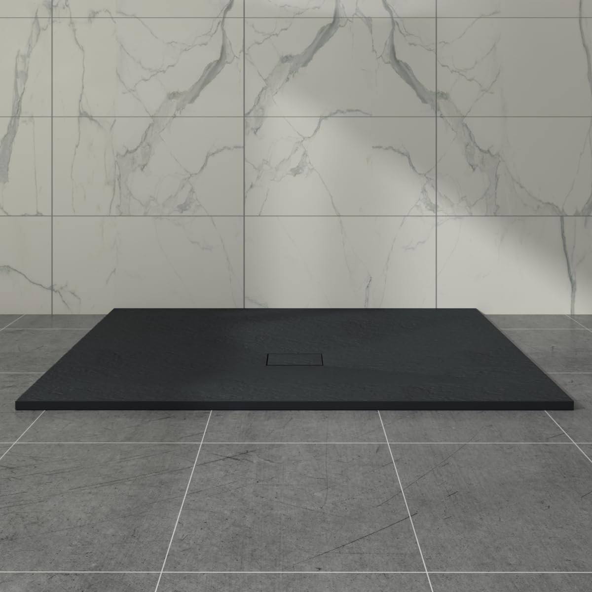 Aquariss Slate Effect 1600 x 1000mm Rectangular Wetroom Shower Tray Black