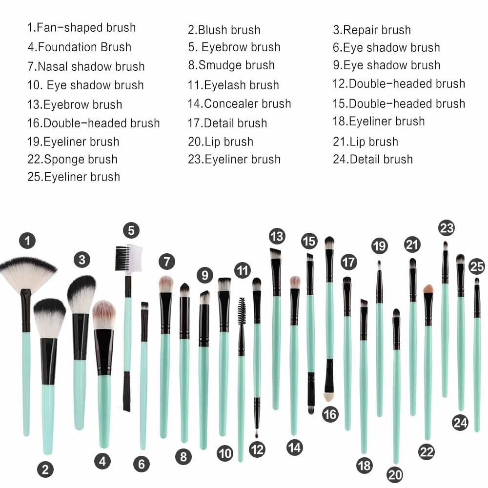 Makeup Brush Set 25PCS, Soft Makeup Brush Kit Suitable for Makeup Novices, Makeup Brushes for Eyes Nose Cheek Mouth, Full Face Cosmetic Brush (Black)