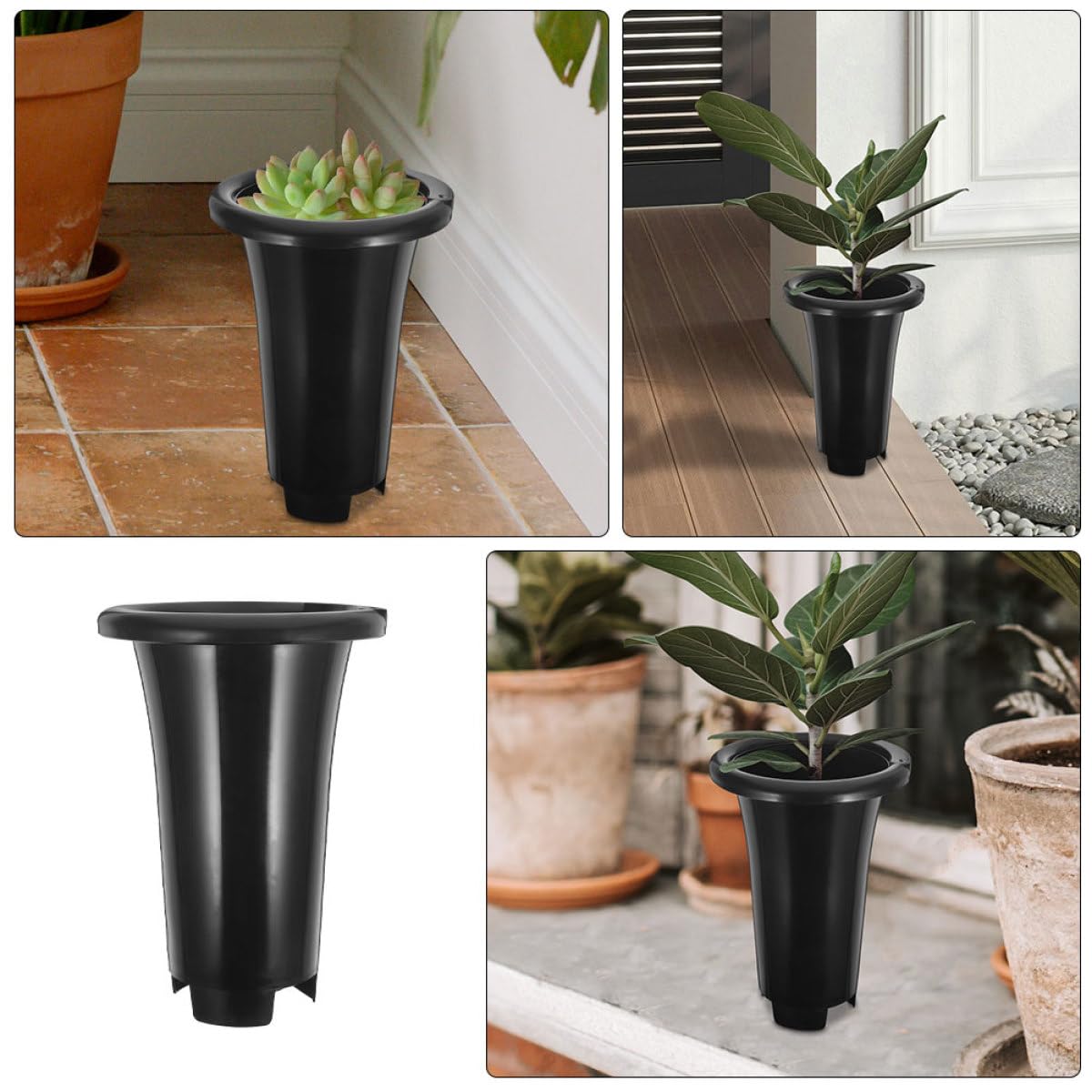 Sewroro Lot de 10 Pots de Pépinière à Orchidées Noirs Extra Grands Ronds en Plastique PP Épais et Respirant 159 MM Diamètre X 249 MM Hauteur pour Jardinage et Culture en Intérieur et