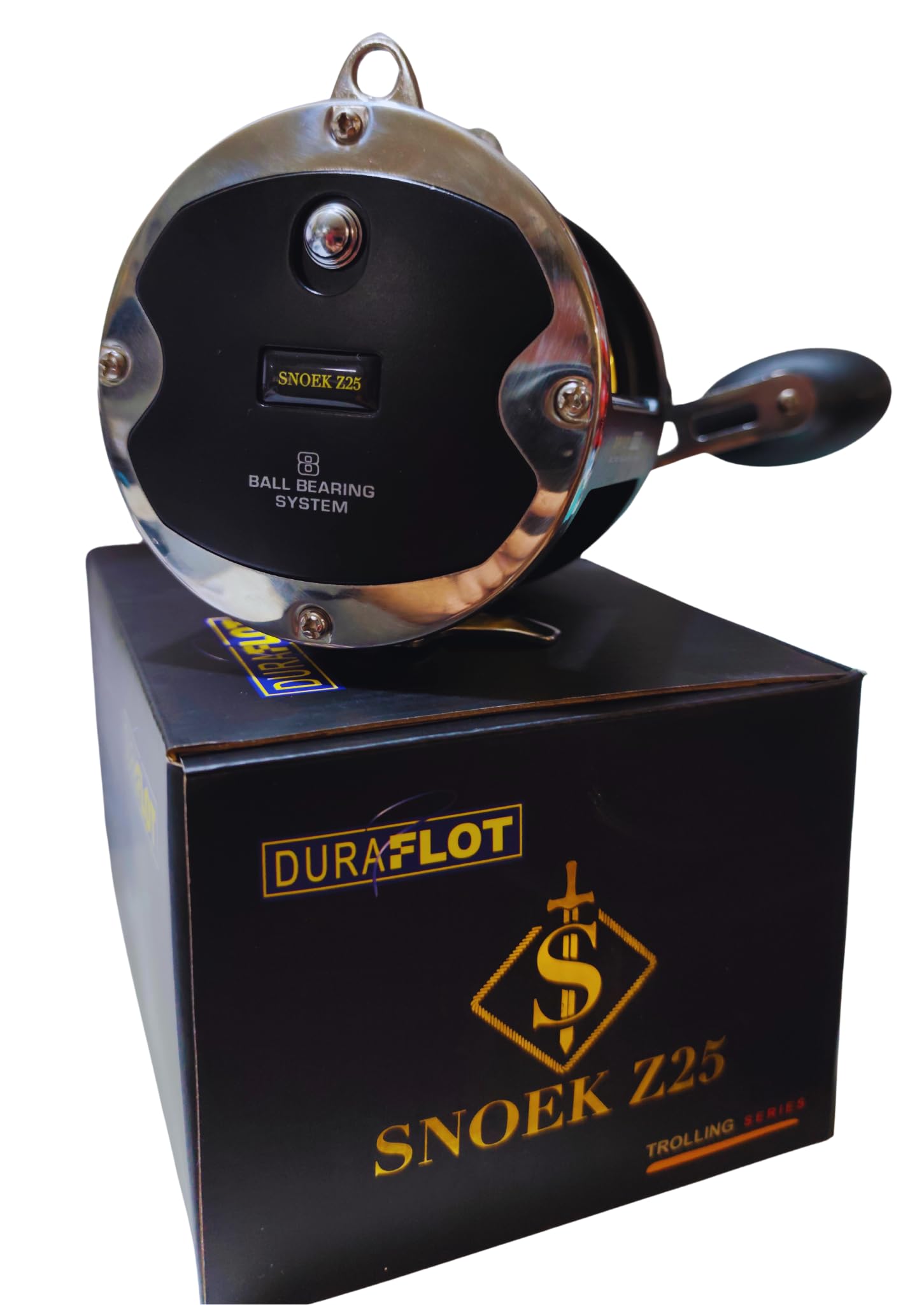Moulinet de pêche à la traîne SNOEK Z25 DURAFLOT – Frein Ultra Puissant 25KG, Haute capacité, idéal pour pêche en mer et Gros Poissons (Thon, Marlin, Espadon).