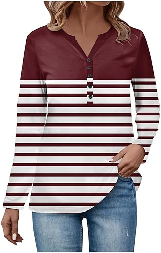 Workout Tops for Women V Neck Button Down Sweatshirts Long Sleeve Printing Outfits Casual Loose Pullover Tops