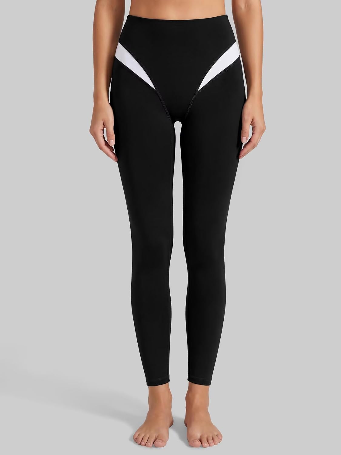 Sunzel Women's High Waisted Yoga Pants Tummy Control Buttery Soft Workout Leggings with Contrast Design 4 Way Stretch