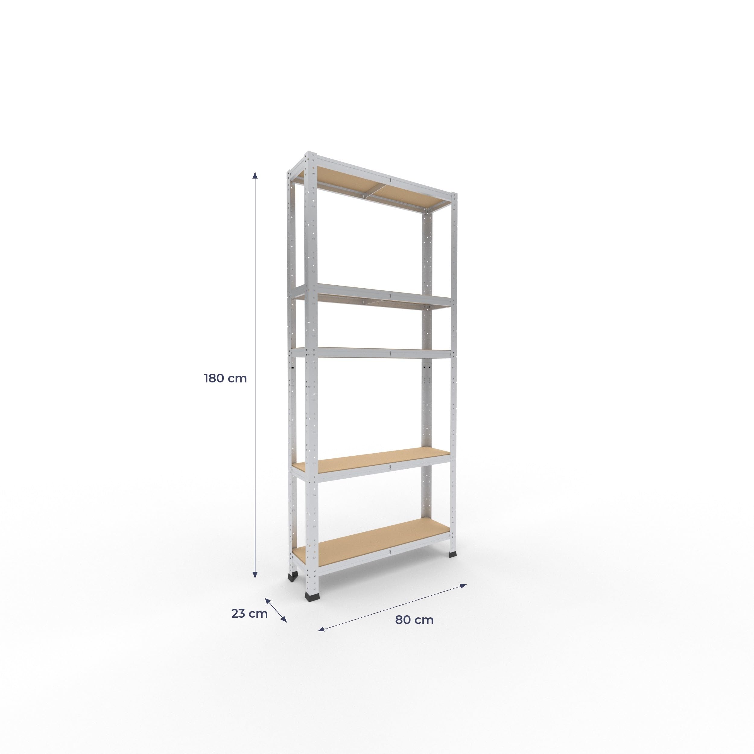 shelfplaza® 180x80x23cm HOME Scaffale metallo per carichi pesanti zincato con 5 ripiani con 175kg capacità di carico/Scaffali in metallo per garage come scaffali per ripostiglio o officina