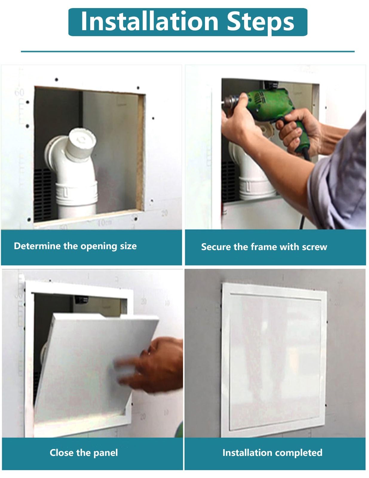 Placa de Cubierta para fontanería en Paneles de Yeso, Puerta de Acceso de Pared de Aluminio, Panel de Servicio magnético Oculto para cableado eléctrico y reparación de tuberías de baño (10x1
