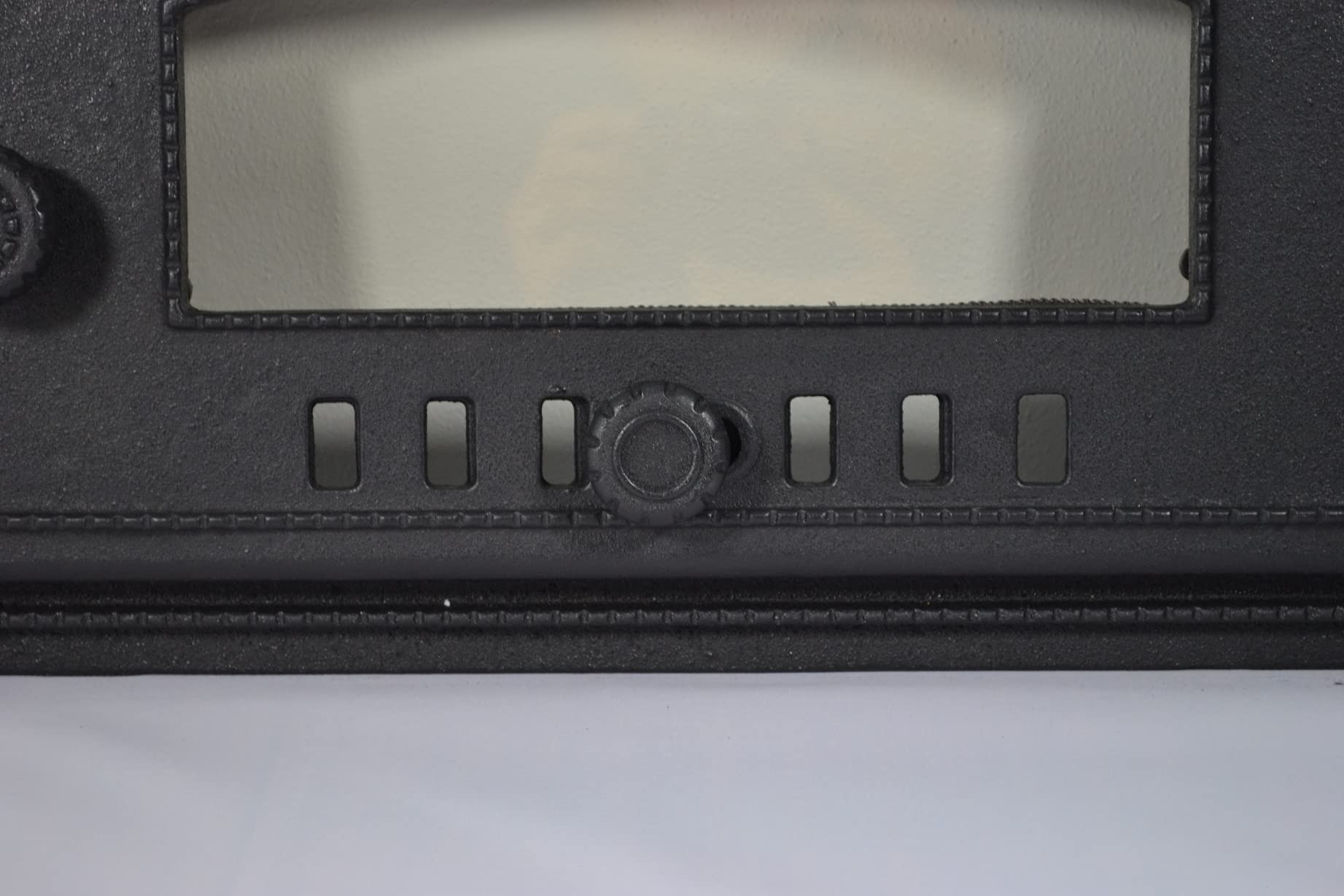SEZAM Backofentür aus Gusseisen mit hitzebeständiger Glasscheibe 48,5 x 6,5 x 27,5 cm halbrund schwarz
