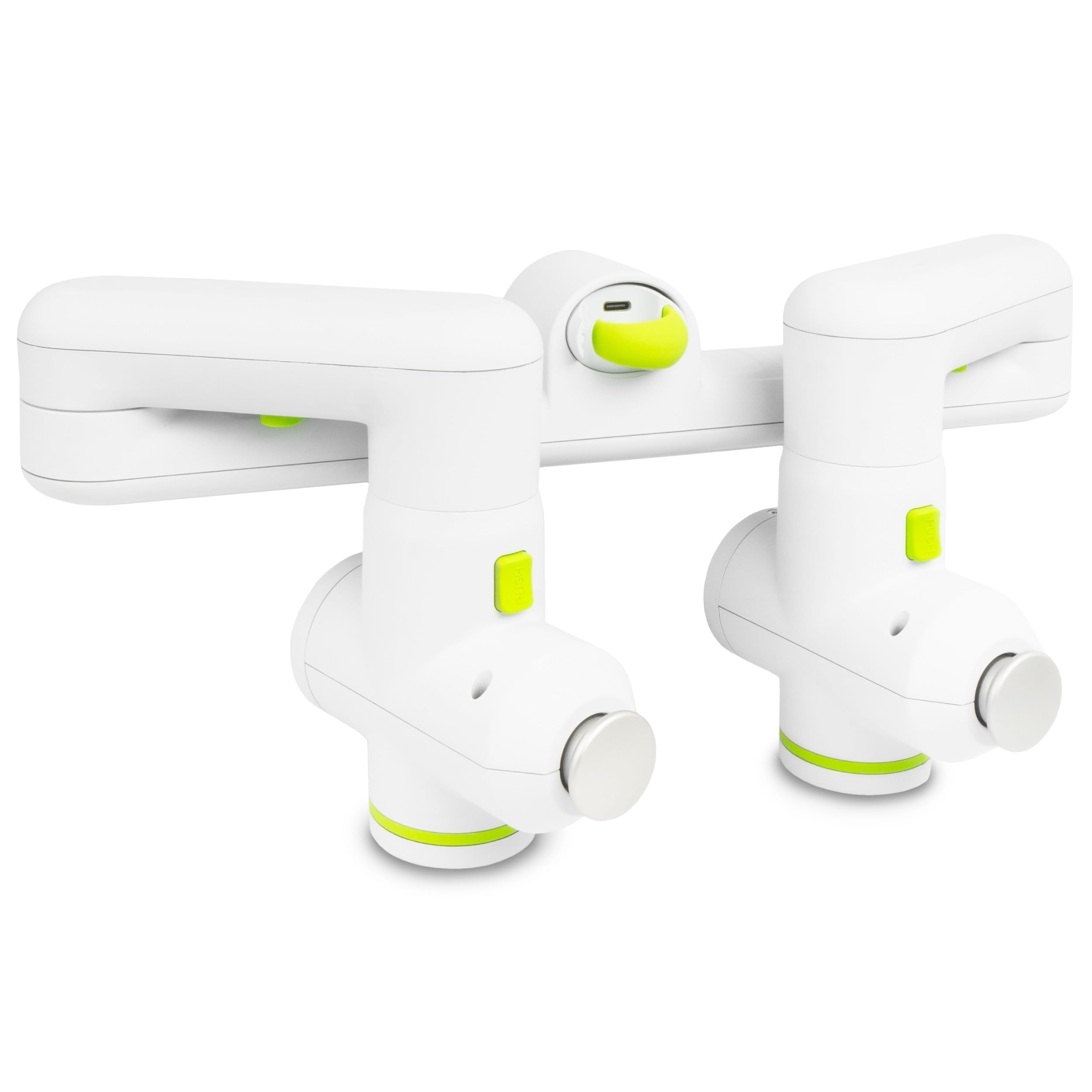 ProsourceFit Dual Pro Percussion Massage Gun, 6 Attachable Pieces for Deep Tissue Relief, Muscle Massager Gun with 4 Speed Levels, Adjustable Handles for Back Massage, and Quiet Portable Relief, White