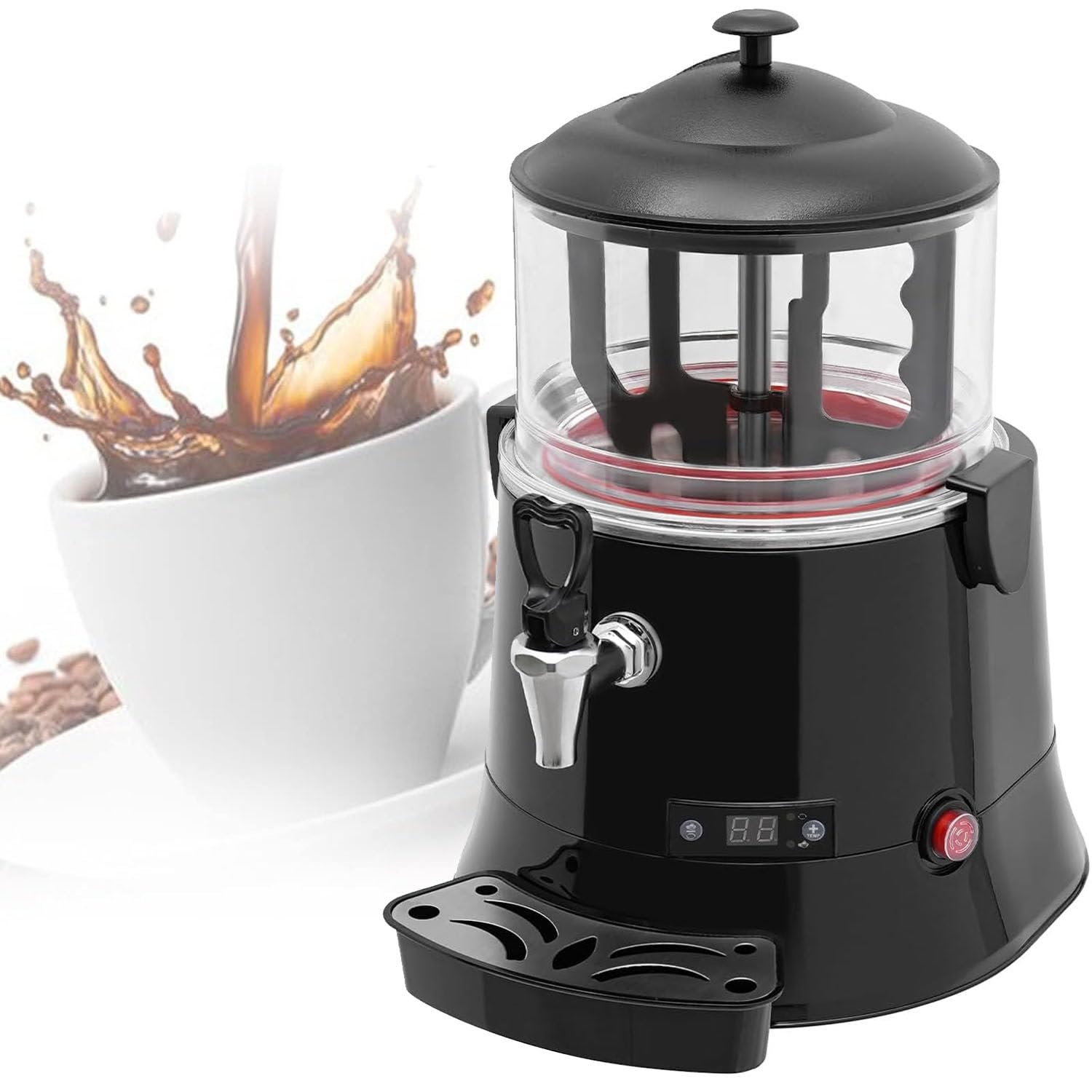 Distributeur de Chocolat Chaud Commercial, Chaud en Acier Inoxydable 5L avec contrôle de température réglable pour Le thé au Lait de Cacao de café, Machine de Chauffage étanche pour Cafe Home Party