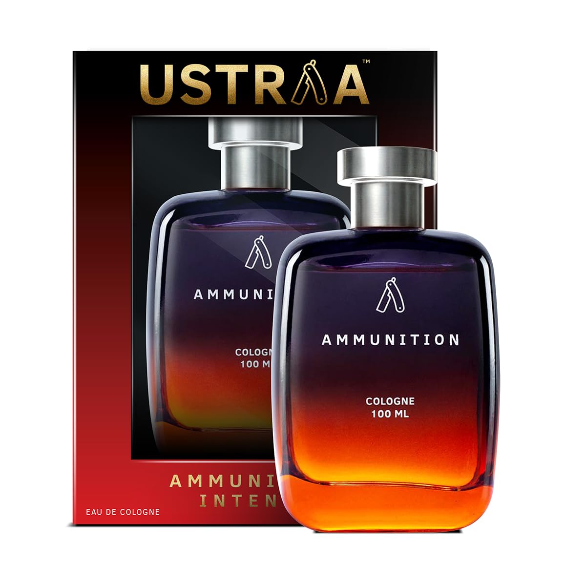 Ustraa Ammunition Cologne - 100 ml - Perfume for Men | A Bold and Masculine Fragrance with Fresh, Spicy, and Musky Notes | Deep, Mysterious Scent Inspired by the Night