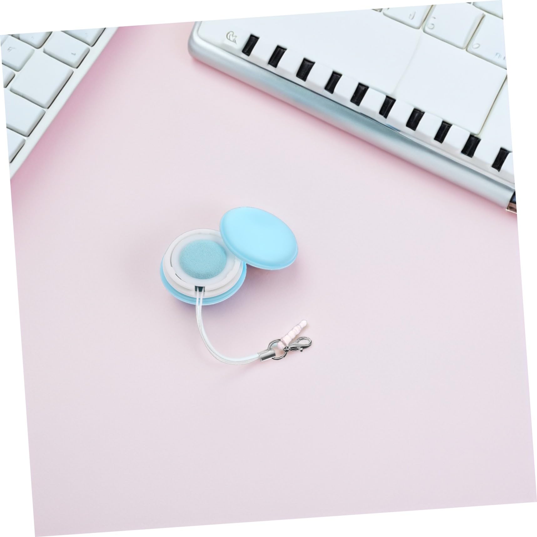 Pantalla de Teléfono Móvil Limpiador de Pantalla Doble Cara Macaron, Tela de Limpieza de Silicona y PP, 4 Unidades con Cordón