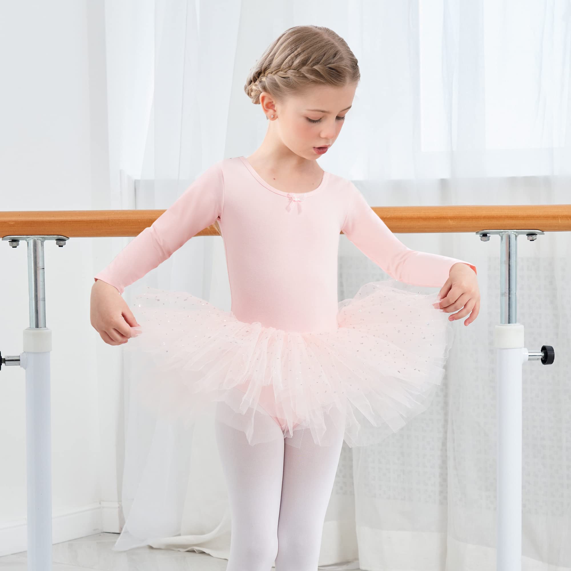 Langarm Mädchen Ballettkleidung Balettkleider balletttrikot mit rock Baumwolle Ballettanzug Ballettkleid Ballett Tütü Tanzkleid