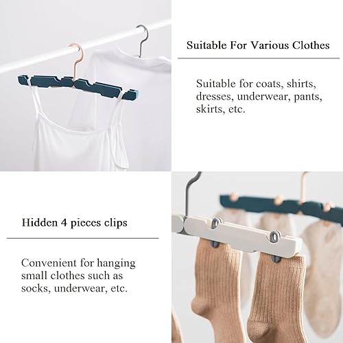 Miniatura 4 de 6 perchas de viaje con clips ocultos, estante de secado de ropa plegable, organizador de lavandería y armario que ahorra espacio, colgador portátil