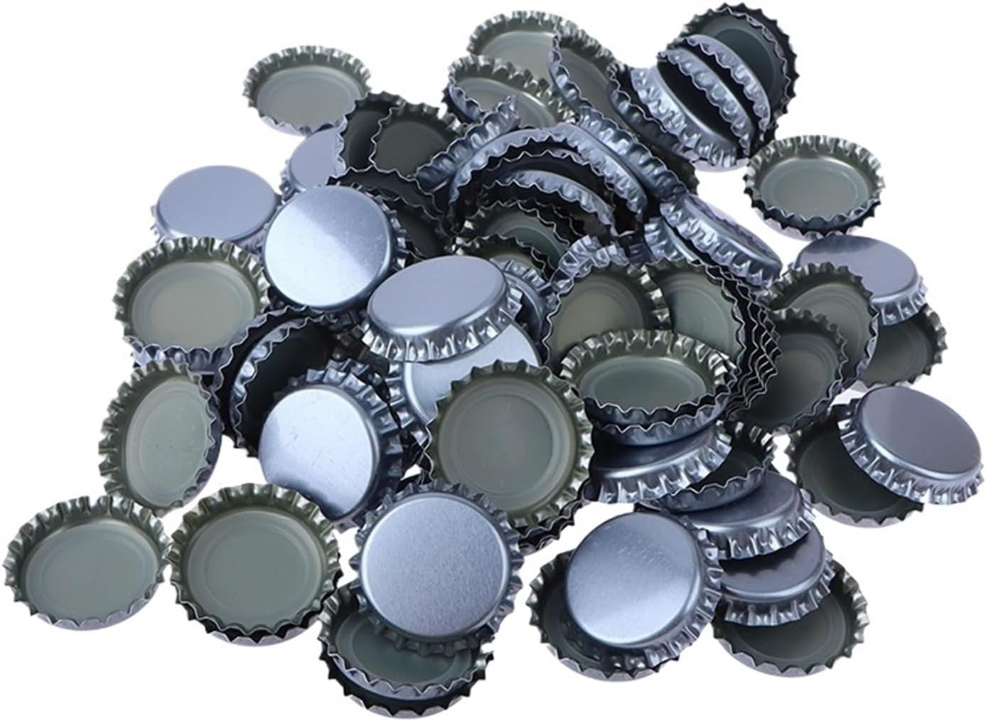 100Pcs/Set Beer Cap Beer Bottle Caps Oxygen Absorbing Seal Caps for DIY Home Brewing Beer Tool Bar Accessories(Silver)