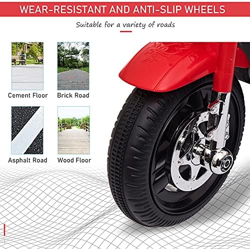 HOMCOM Kids 6V Electric Ride On Motorcycle Vehicle w/ Lights Music Horn Storage Box 3 Wheel Outdoor Play Toy for 18 - 36 Months Red