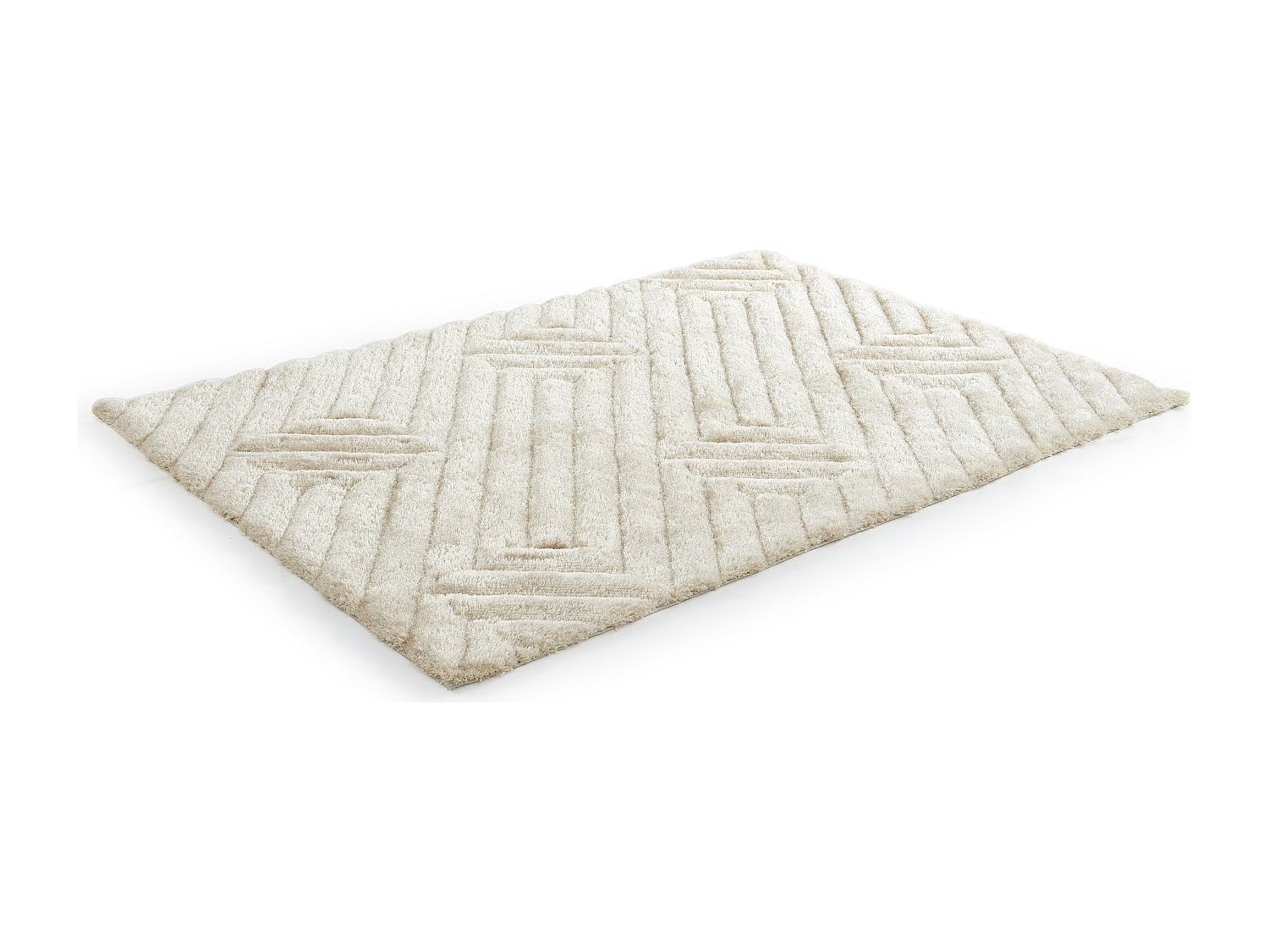 Vente-unique - Tapis Shaggy en Relief à Poils Longs - 160 x 230 cm - Blanc cassé - Maze