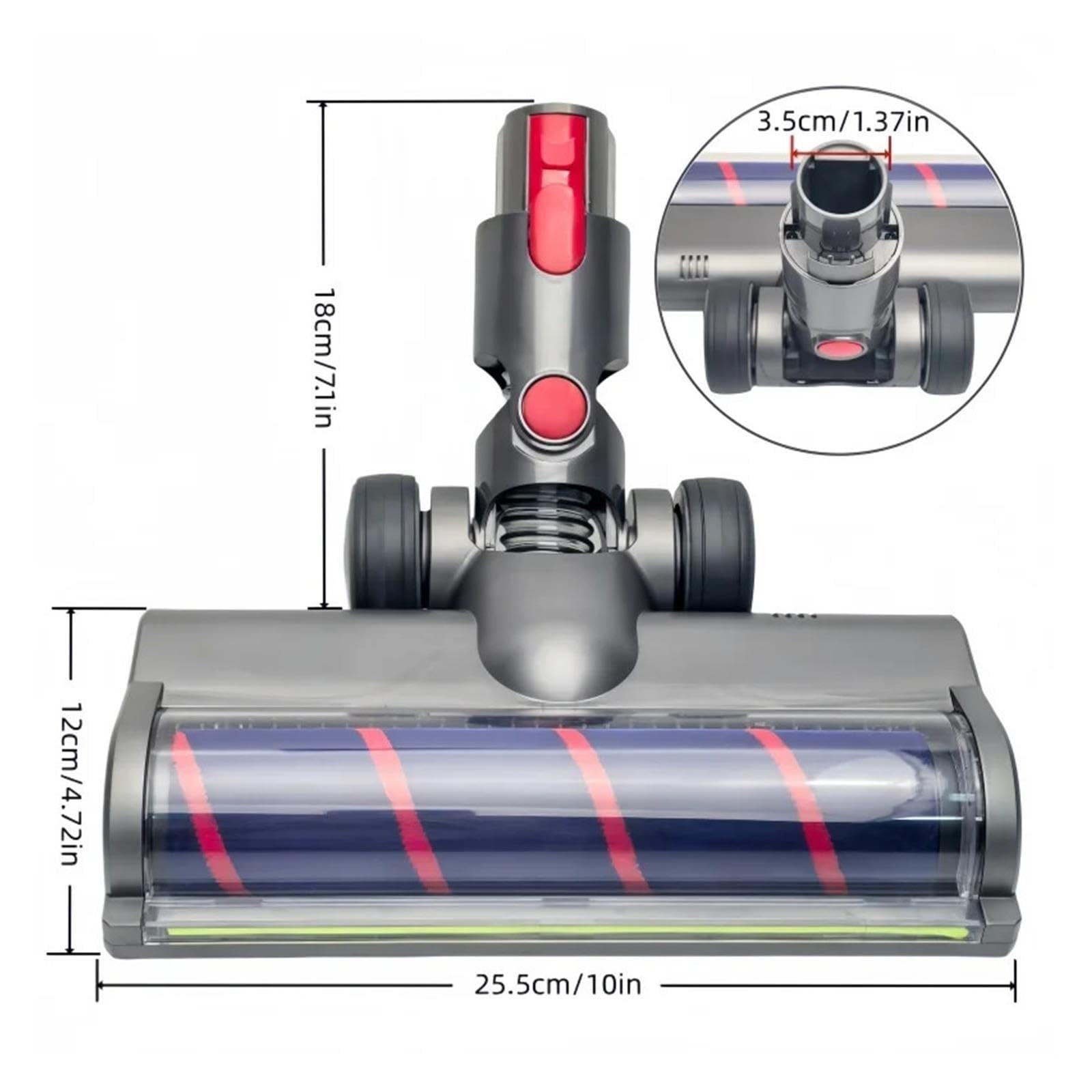 Testa spazzola rullo morbido LED ricambio compatibile con Dyson V7 V8 V15