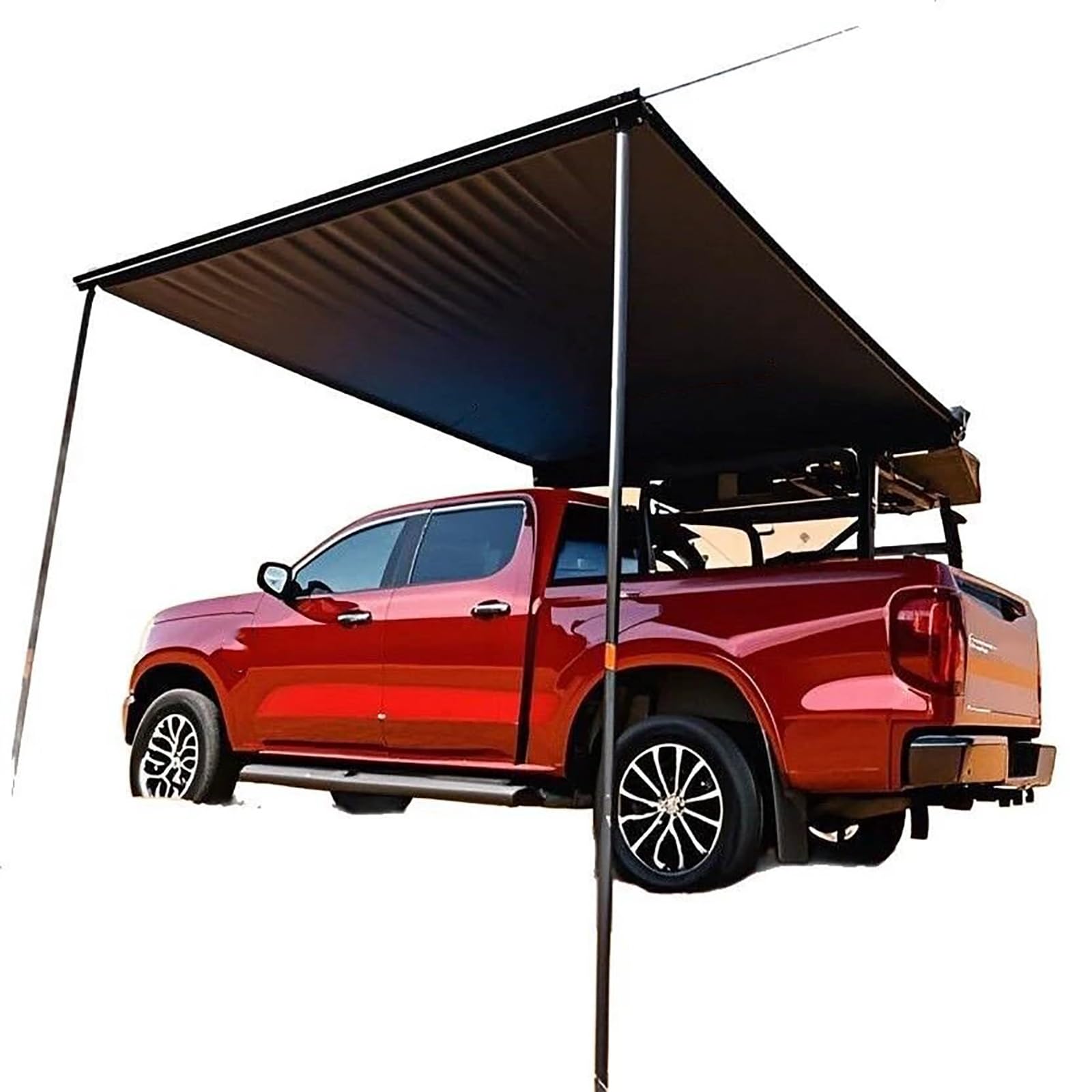 FHRKA Vehicle Awning Camping, PU5000mm Retractable Car Side Awning, Rooftop Pull-Out Tent Sun-Shelter with Storage Bag (200x250cm/6.6x8.2ft)