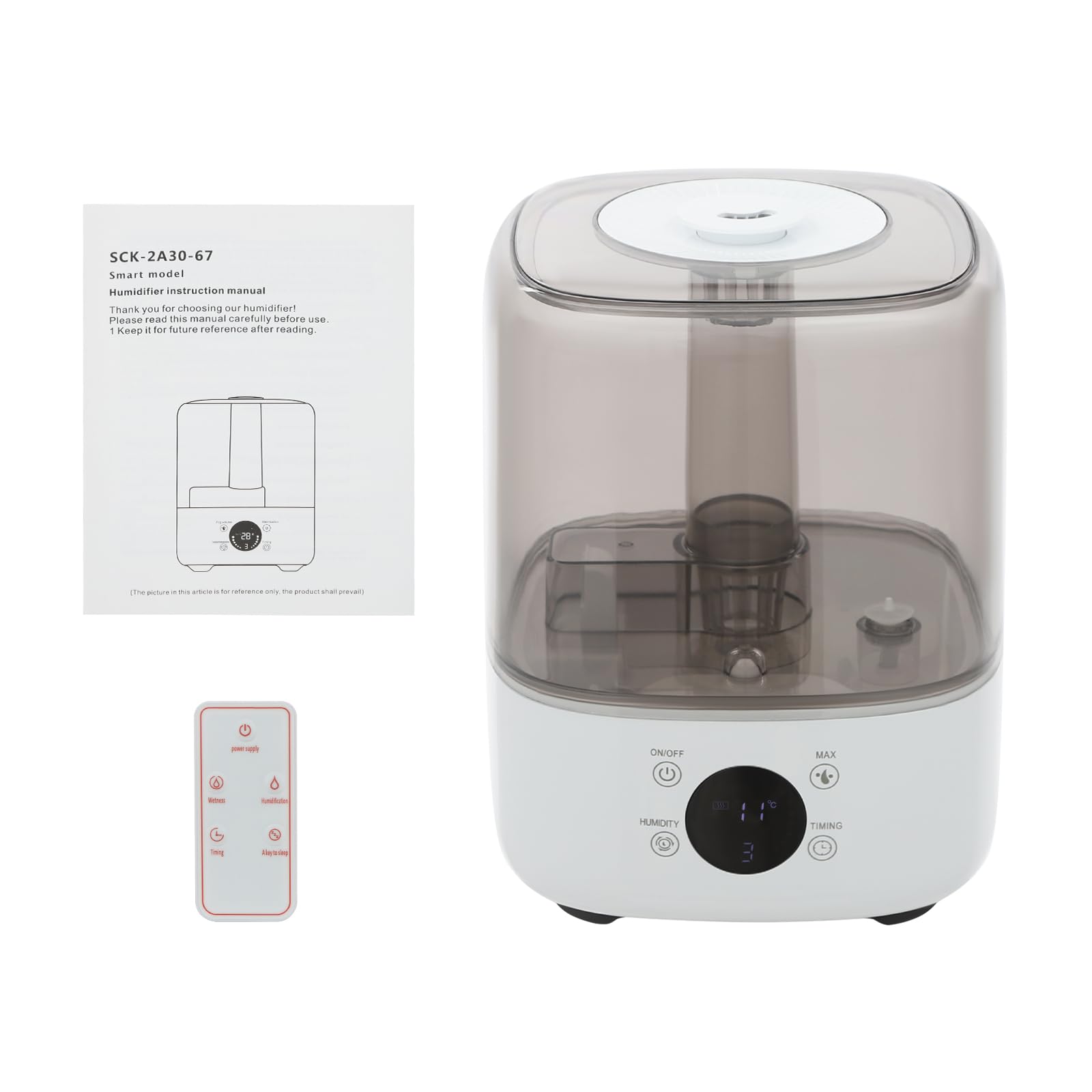 Nawilżacz powietrza do sypialni, 5 l, z pilotem zdalnego sterowania, obrotowa dysza parowa o 360°, Smart Control, dla niemowląt, pokoju dziecięcego, roślin