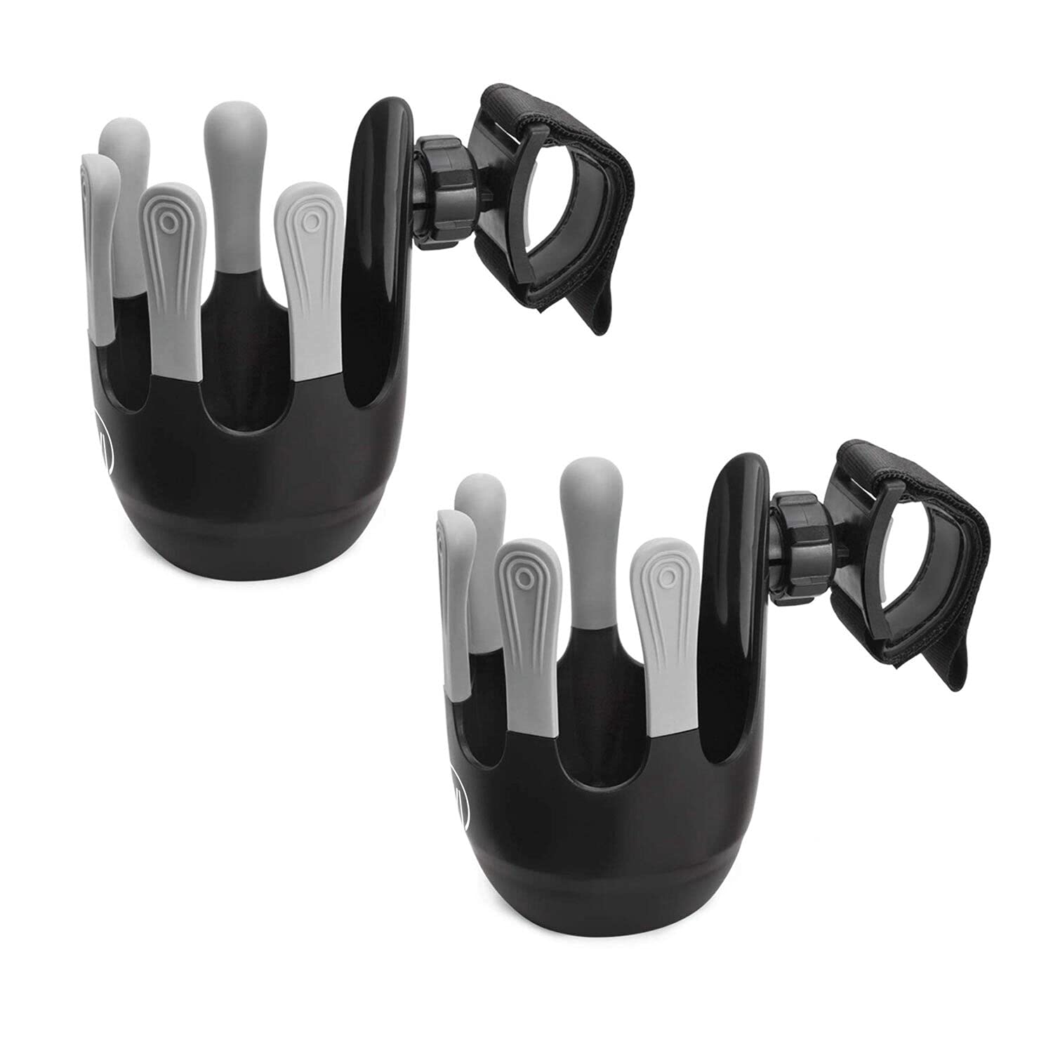 Wicked Chili 2X Getränkehalter für Kinderwagen und Buggy, Becherhalter, Flaschenhalter, Babyflaschen Halterung, Flaschenhalterung mit 360° Gelenk, Anti-Rutsch-Befestigung und Klettverschluss