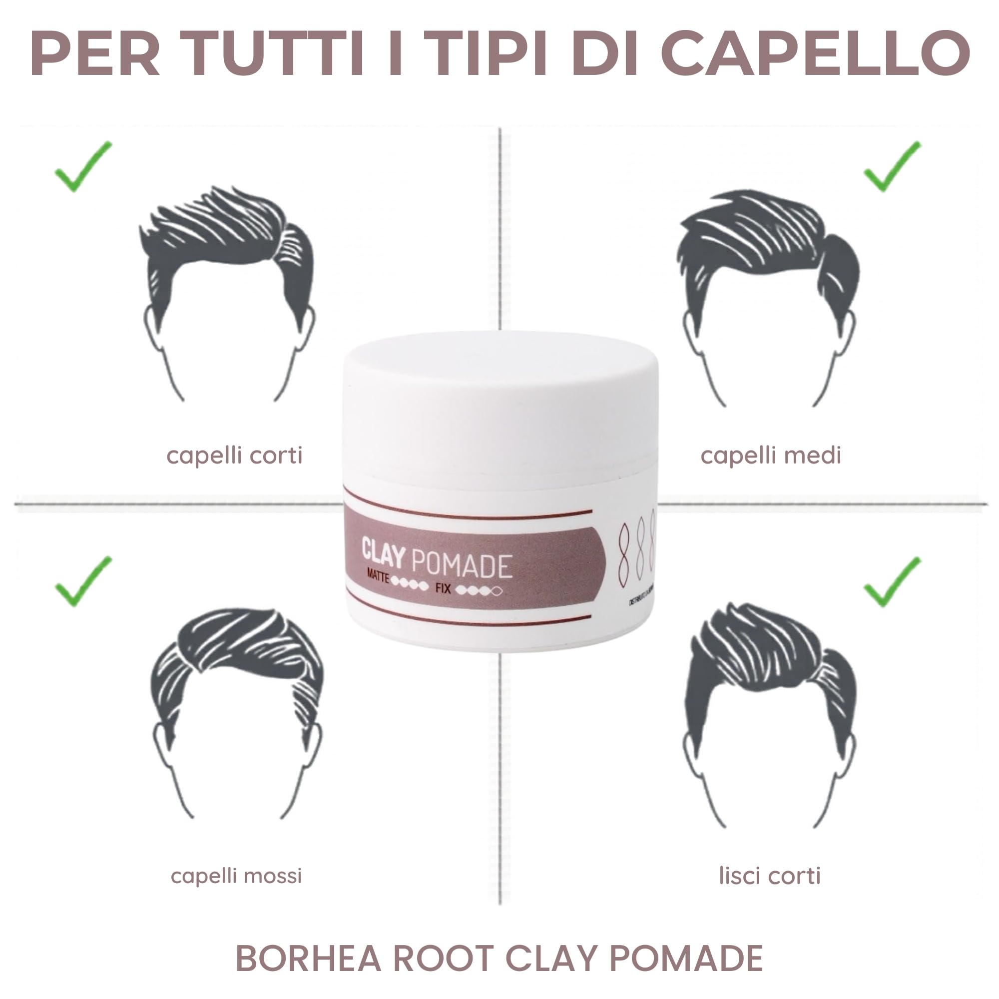ROOT Clay Pomade 100ml - Cera Opaca Capelli a Tenuta Media Effetto Naturale - Pomata Capelli Uomo e Donna Argilla Modellante Senza Residui - Hair Clay Professionale Senza Parabeni e Siliconi