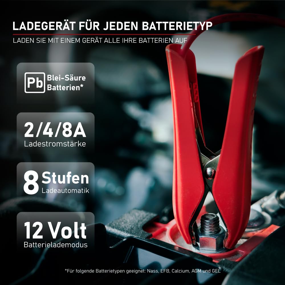Loadchamp LC-800 Automatik Batterie Ladegerät 2A/4A/8A 12V Batterie-ladegerät Akku
