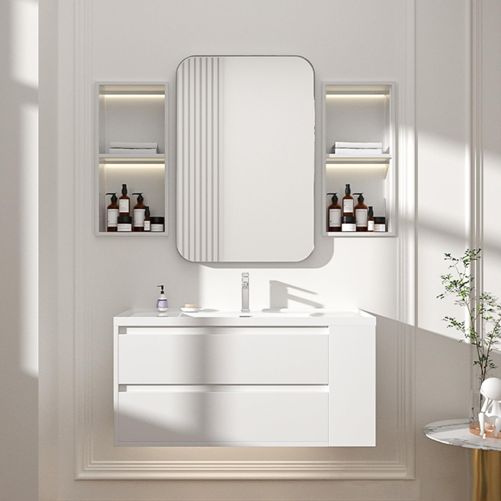 Mensola da doccia in acciaio inox, impermeabile, da incasso, per ambienti umidi, facile installazione per la casa e il rinnovamento del bagno, design durevole ed elegante