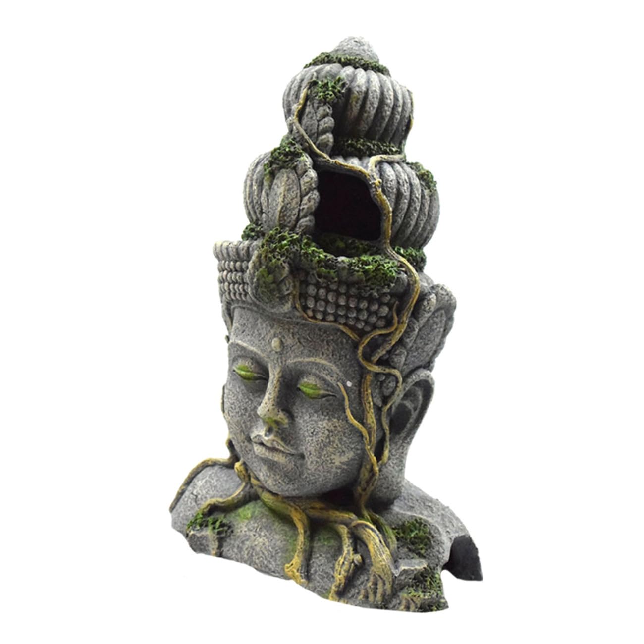 Sosoport 2 Pièces Imitation Tête De Bodhisattva Dragon Aquatique Grotte Cachette D'aquarium Reptile Terre Cuite Ornement D'aquarium De Plein Air Pierres D'aquarium Serpent Réservoirs Résine