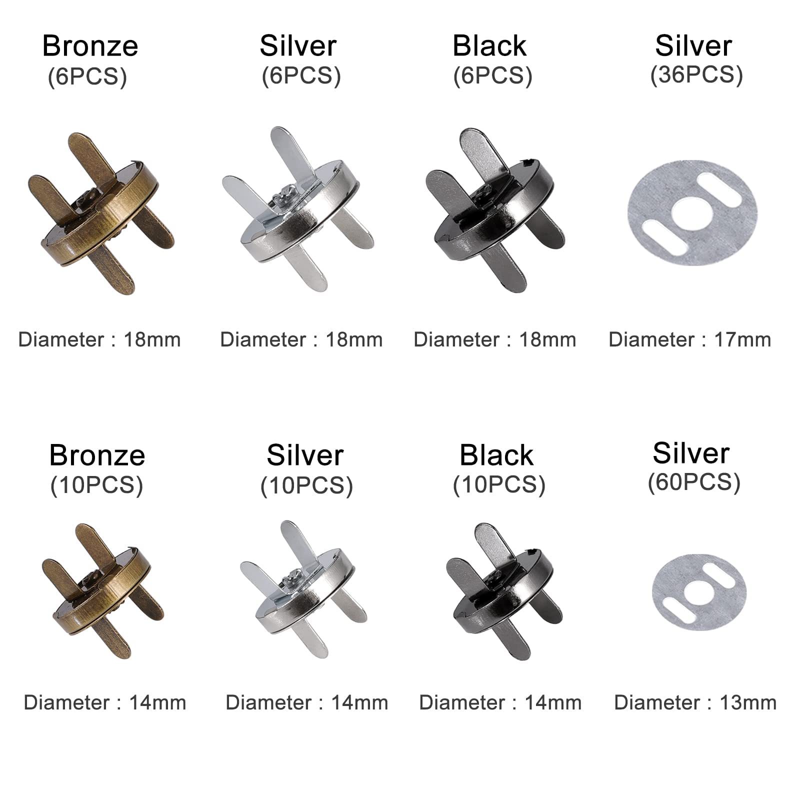 18 Bottoni A Pressione Metallici Invisibili - Chiusura Cucire Per Abiti E Borse - Foto 11