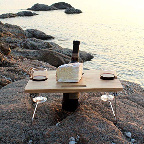 Inno Stage Portable And Foldable Wine And Snack Table For Picnic Outdoor On The Beach Park Or Indoor Bed-2 Positions #TOP7
