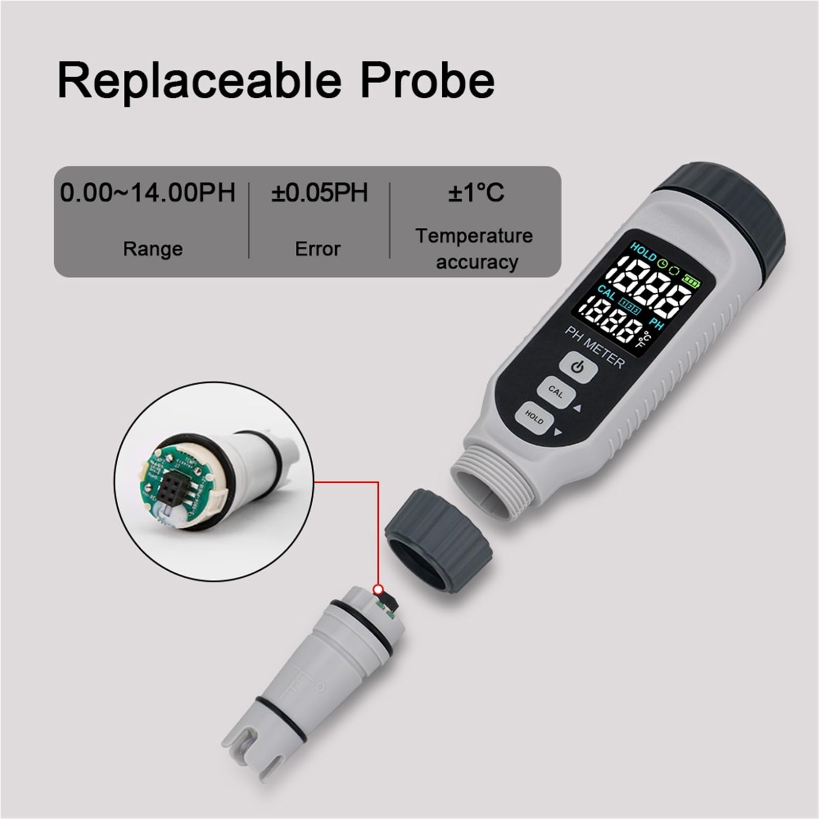 Misuratore di PH a Penna Ricaricabile Misuratore di qualità Acqua Professionale Tester di PH Digitale Acidimetro Misuratore di acidità Acidometro