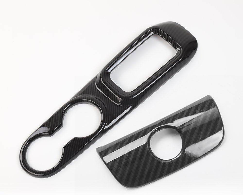 Voodonala Black Carbon Fiber Texture Cup Holder Panel Covers & Armrest Storage Central Key Cover for 2011-2017 Jeep JK Wrangler & Unlimited