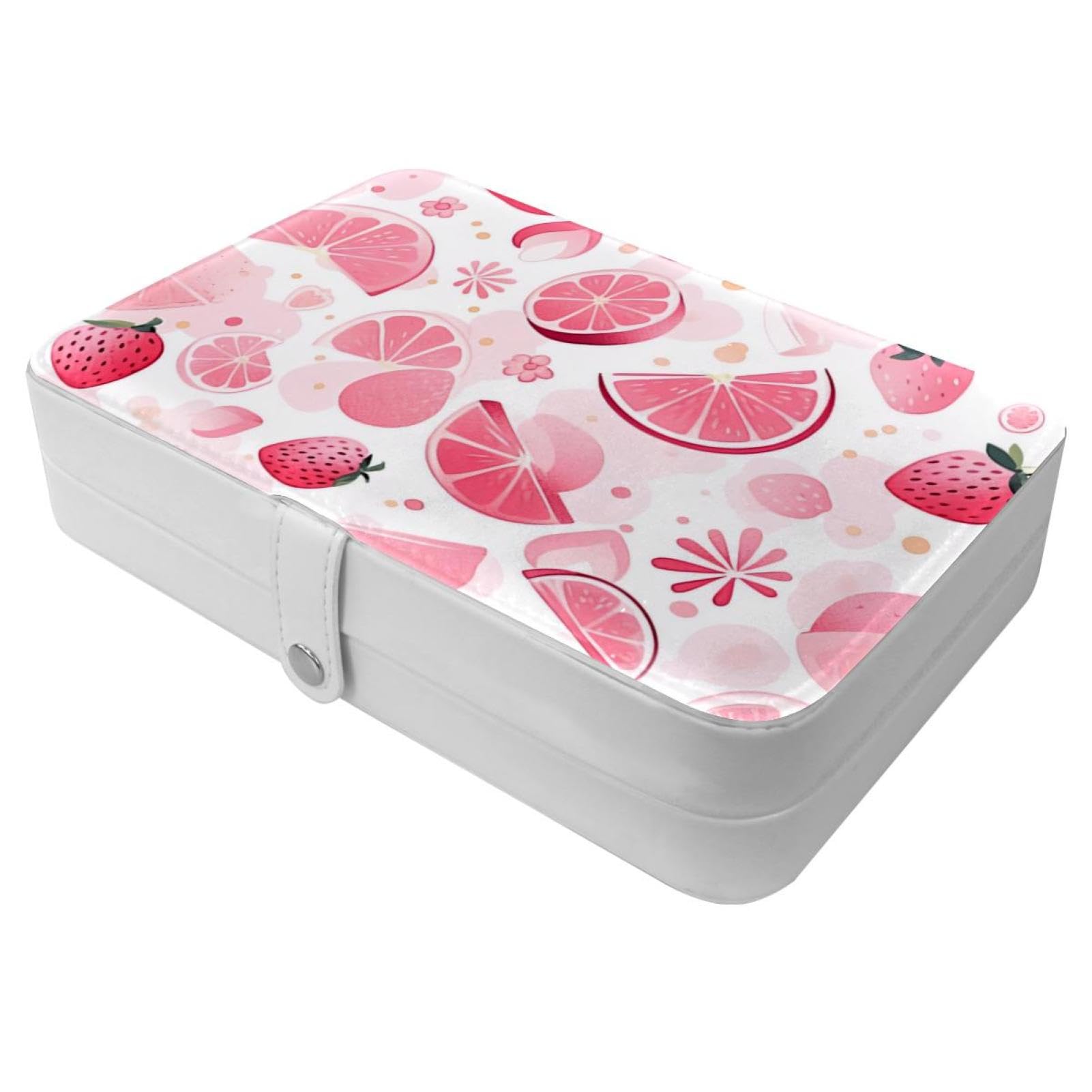 Étui de voyage portable pour bijoux motif fruits roses idéal en déplacement