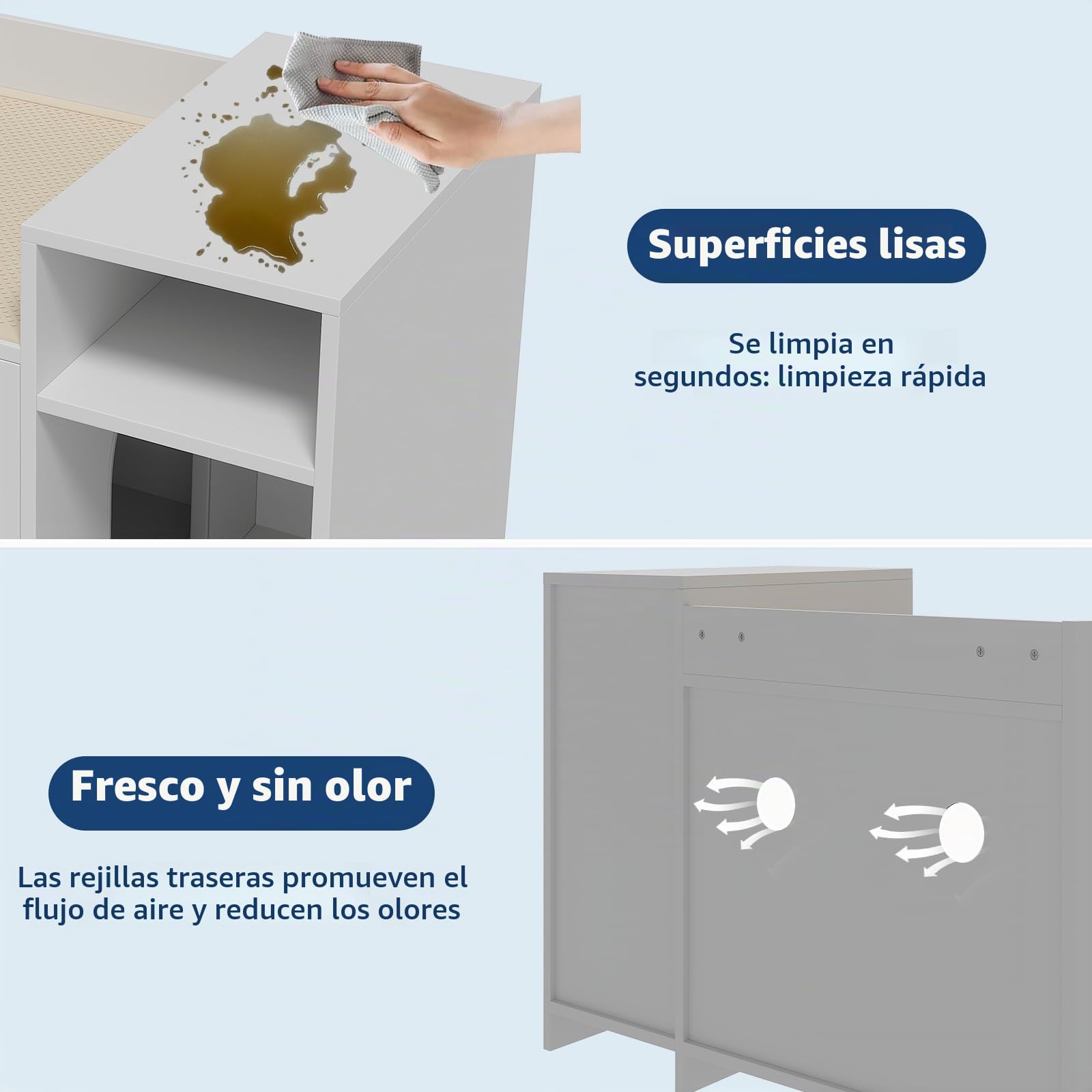 Mueble Ocultador De Arenero Gato – Aislante De Olores – Diseñado para Areneros Abiertos – Mesa Auxiliar De Madera con Estantería – para Gatos Grandes y Compatible con La Mayoría De Areneros