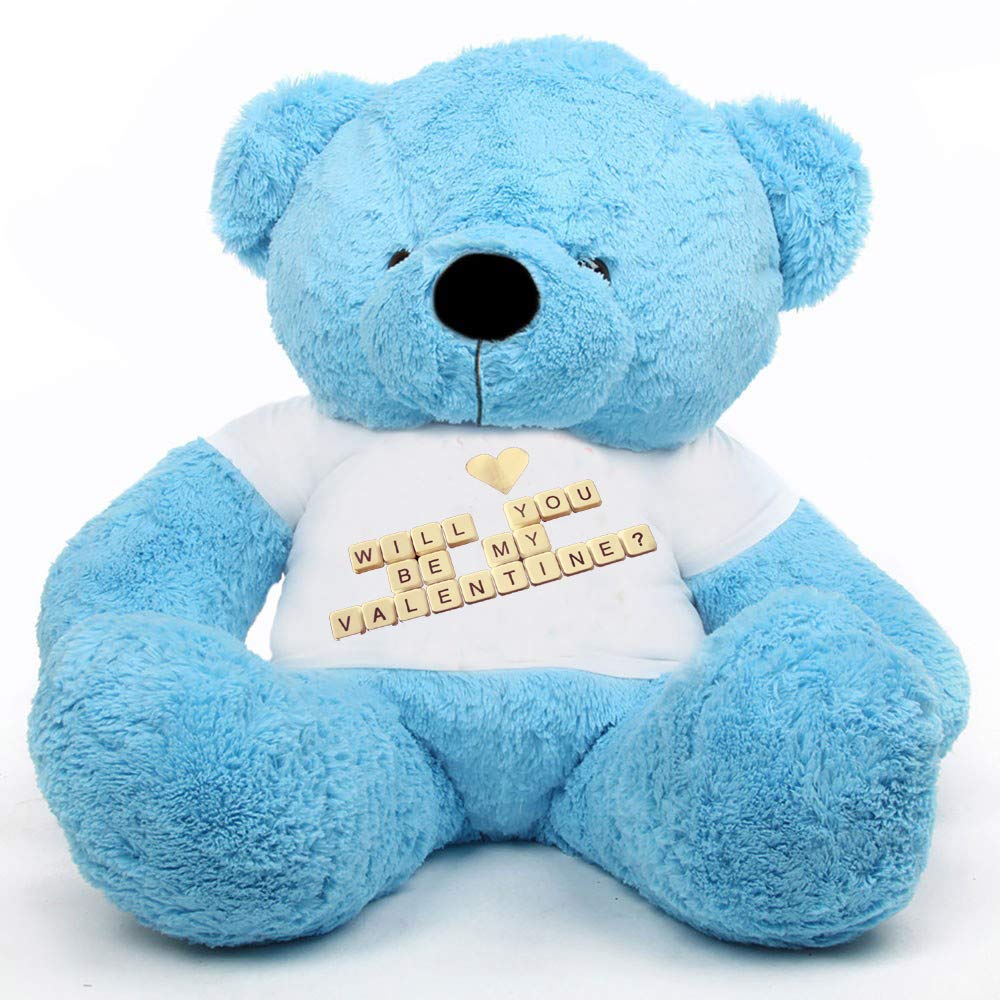 HugnFeel® Soft Toys Big Teddy Bear Wearing Will You be My Valentine T-Shirt 6 feet Blue_T Shirt_Will You be My Valentine Plush & Stuffed Toys (B08C331H9W) Amazon Price History, Amazon Price Tracker