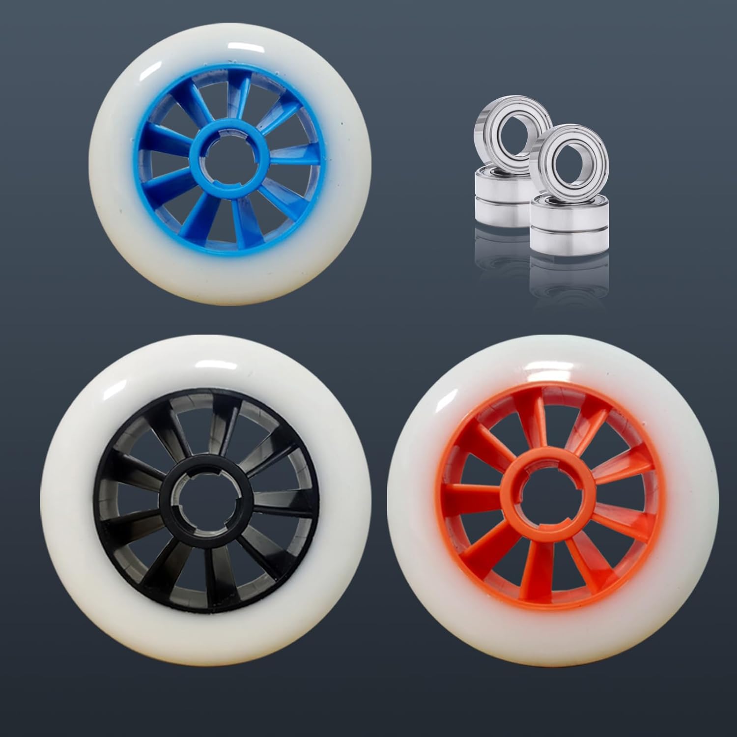 Inline Skate Wheels Outdoor/Indoor 8 Pcs Inline Wheel Replacement Wheel Wheels with Bearing Replacement Wheel 90mm,100mm,110mm, Blue