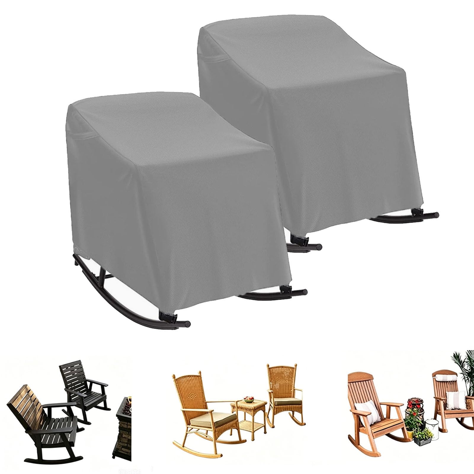 Funda mecedora individual jardin gris 70x97x99cm, pack de 2 unidades de tela oxford.