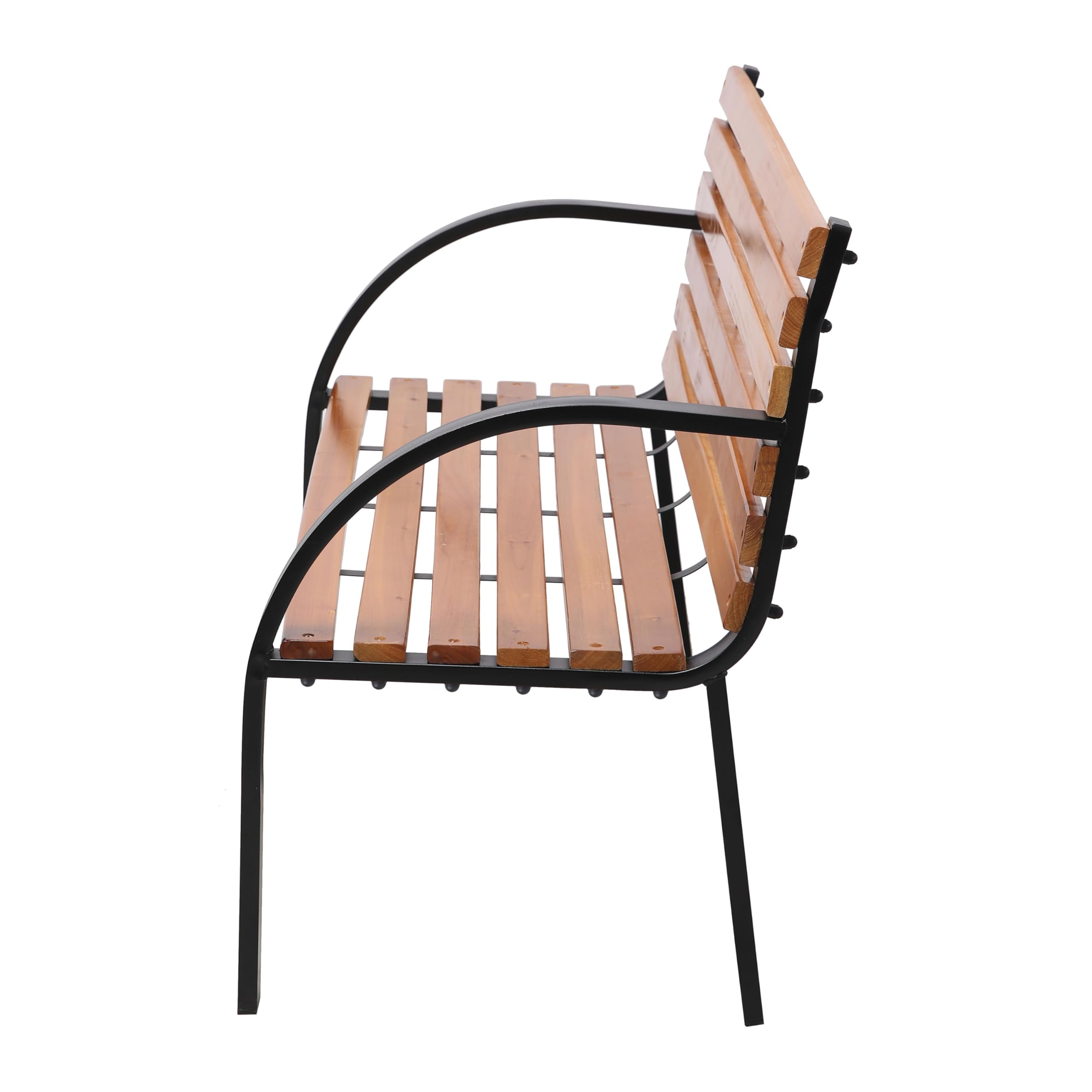 AXI Otis Banc De Jardin Bois - 122X60X83 Cm - Structure Acier Noir Mat - Bois De Cèdre - 2 Places - Extérieur Ou Intérieur - Banquette Extérieur
