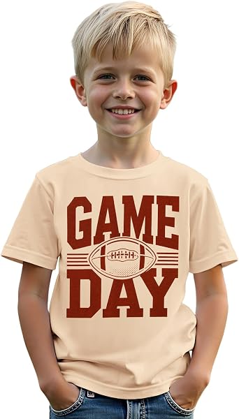 GLIGLITTR Boys Game Day Shirts Kids Football Sunday Tshirt Football Season Tee Team Sports Fans Lover Short Sleeve Tops 6-11Y