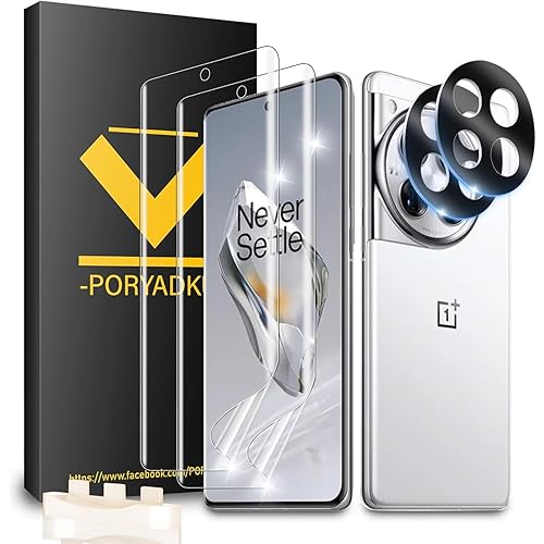 4 Pcs For OnePlus 12 Screen Protector, 2 Pcs Self-Healing EPU Film + 2 Pcs Camera Lens Protector, Fingerprint Suitable, Easy Installationm, Case Friendly, For One Plus 12 Screen Protector