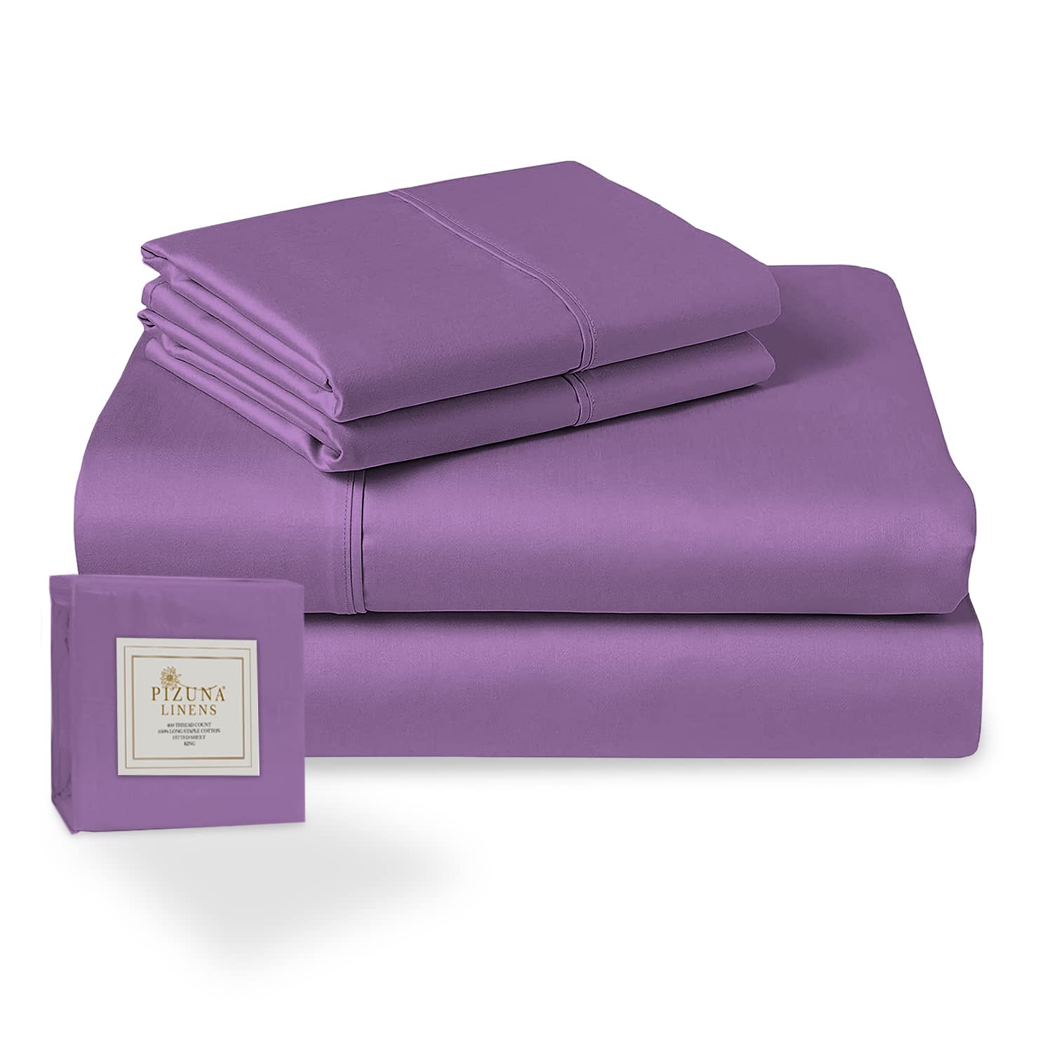 Pizuna Coton Peigné Parure de Lit, Double Violette 400 Fils