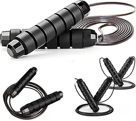 Corda de Pular em Cabo de Aço Revestido Alta Velocidade para Treino Fitness Crossfit Boxe Cardio Profissional Leve Resistente Ideal para Exercícios Intensos em Casa ou Academia.