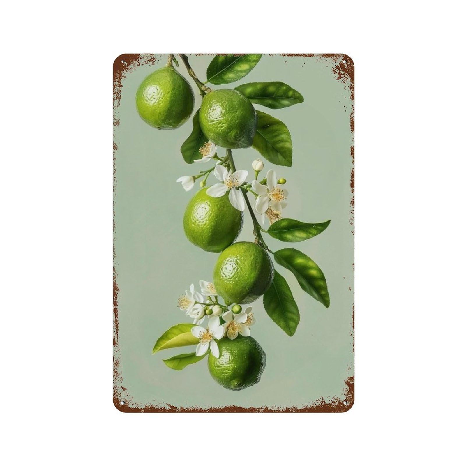 WUJHGRSG Lime Blossom Bough 02 Wall Art Retro Iron Vintage Metal Tin Sign Poster Modern Decor for Home Cofffee Club Bar Shop Style 30x20cm