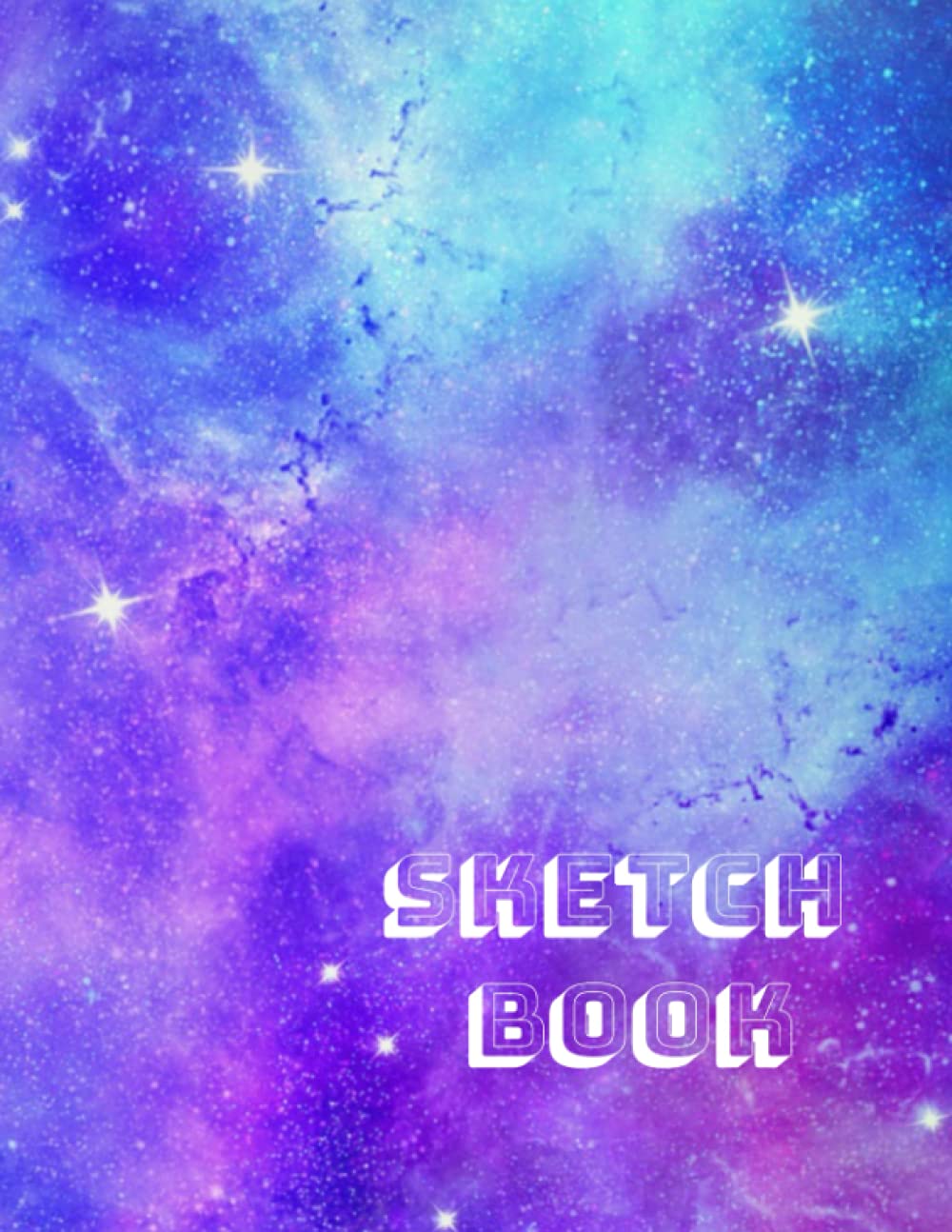 Blue Purple Galaxy Sketchbook 8.5"x11"-140 Blank pages: galaxy sketchbook for drawing