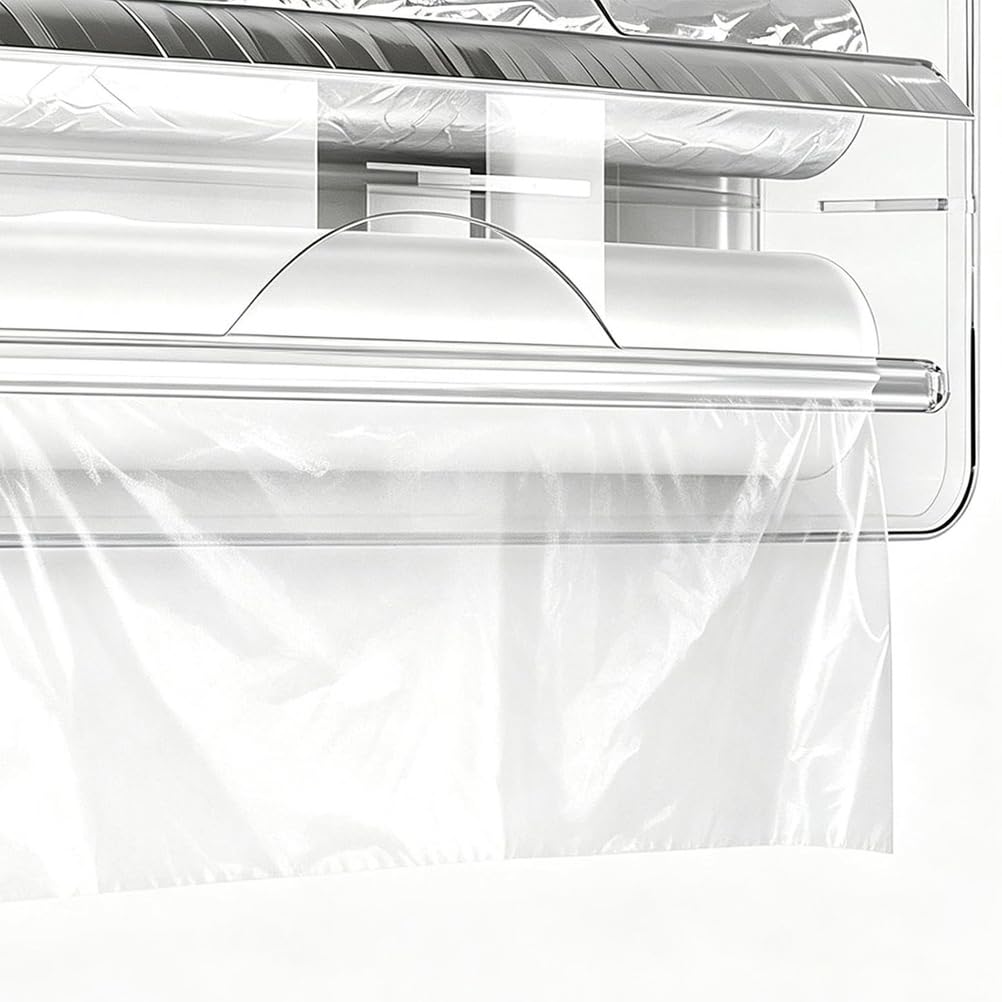 Caja de Almacenamiento de Pared, Soporte para Film Transparente con Dispositivo de Corte, Sistema de Almacenamiento práctico y Grande con protección contra el Polvo