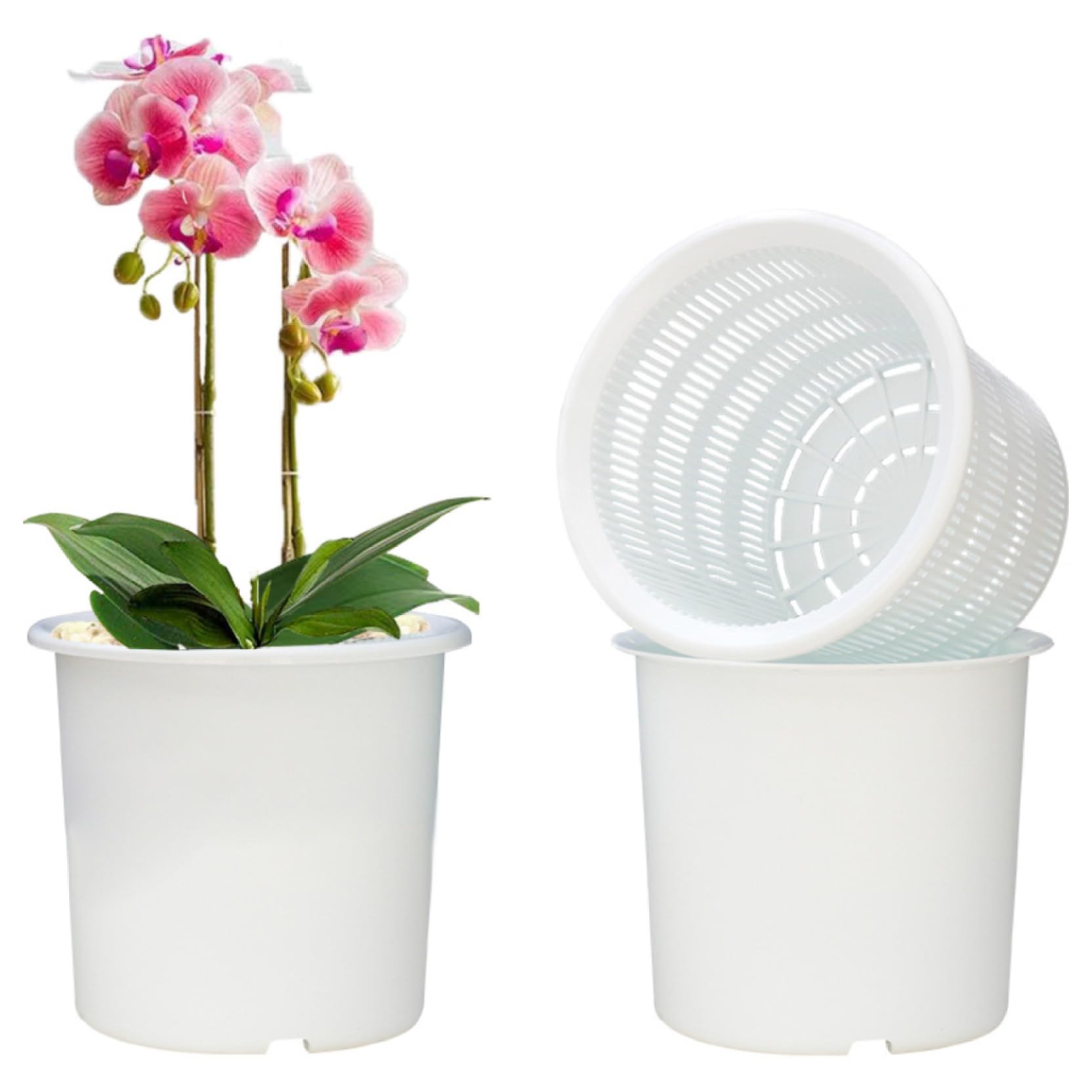 Pots d'orchidées avec trous double couche en résine de 8 pouces